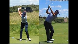 Justin Thomas golf swing  Long Iron faceon amp downtheline July 2017 [upl. by Felipa]