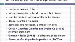 Misrepresentation Lecture 1 of 4 [upl. by Martino58]